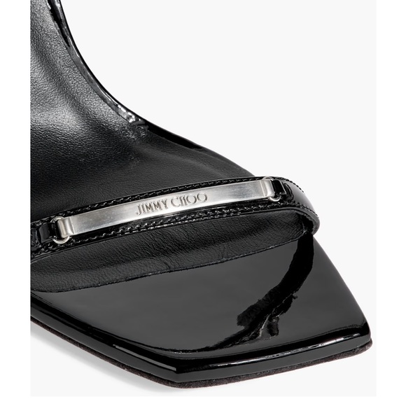 JIMMY CHOO Black Jaxon 95 Embellished Patent-leather sandal - Picture 3 of 10